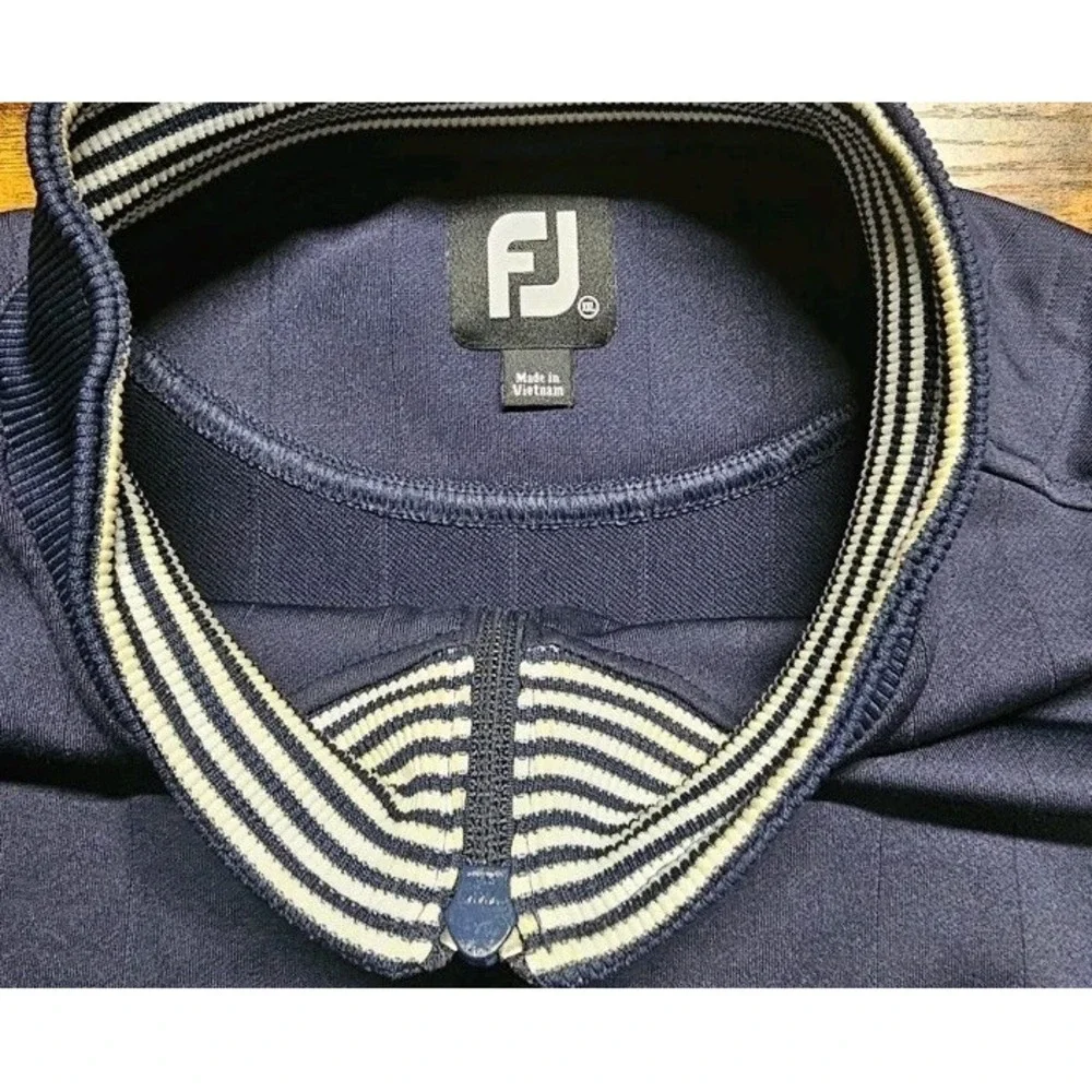FootJoy Men's XL Performance Golf Vest Blue Striped 1/4 Zip Pullover Stretch